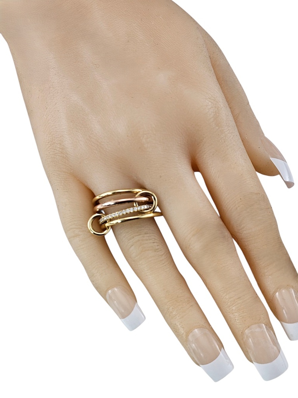 Spinelli Kilcollin Multi Band 18K Yellow Rose Gold Diamond Ring w/Box #24769